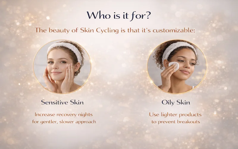 The beauty of Skin Cycling is that it’s customizable Sensitive Skin Oily Skin